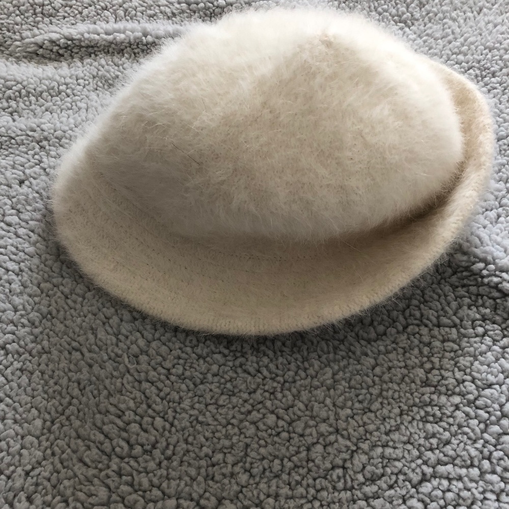 White Angora Fur Bucket Hat